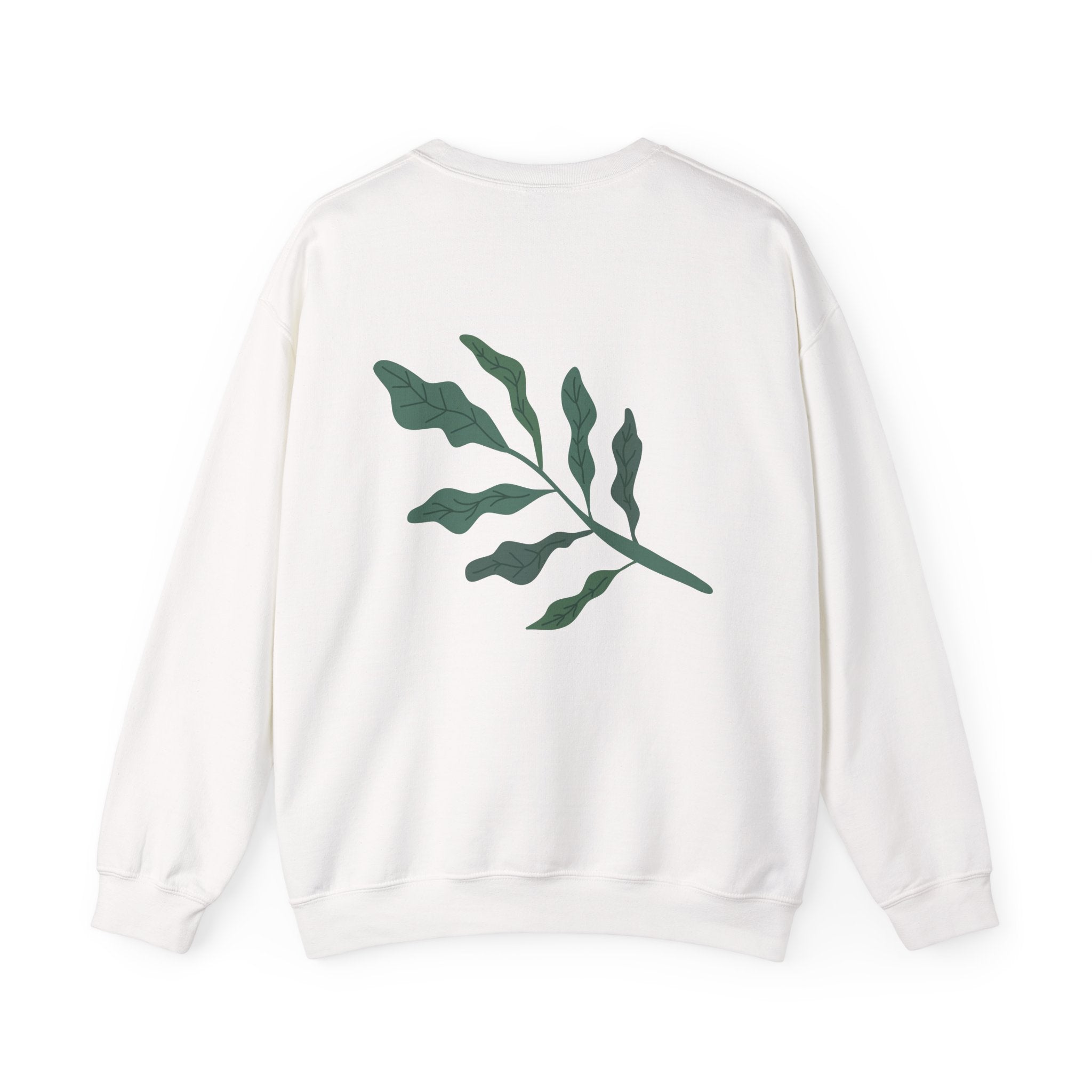 Plant Lover Crewneck Sweatshirt – “Our Blue Daydreams” Minimal Green Leaf Design