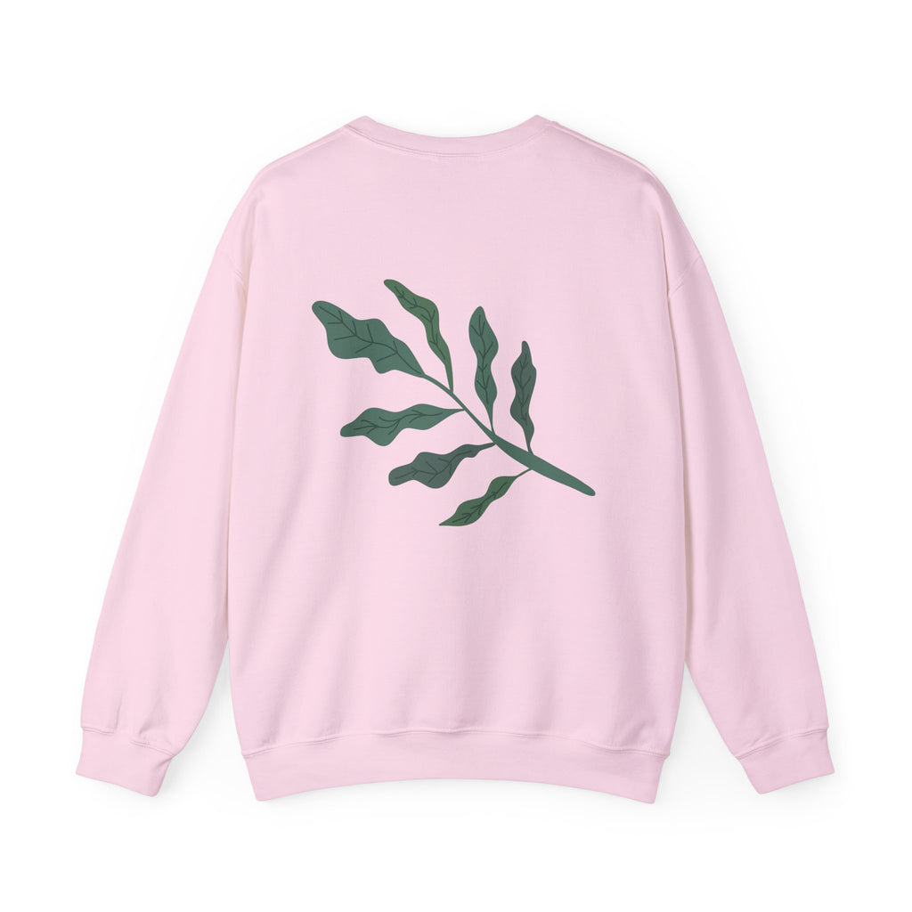 Plant Lover Crewneck Sweatshirt – “Our Blue Daydreams” Minimal Green Leaf Design