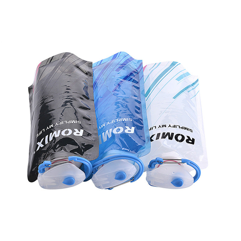 Collapsible Travel Water Pot – Folding Sports Bottle with Carabiner & Carry Bag