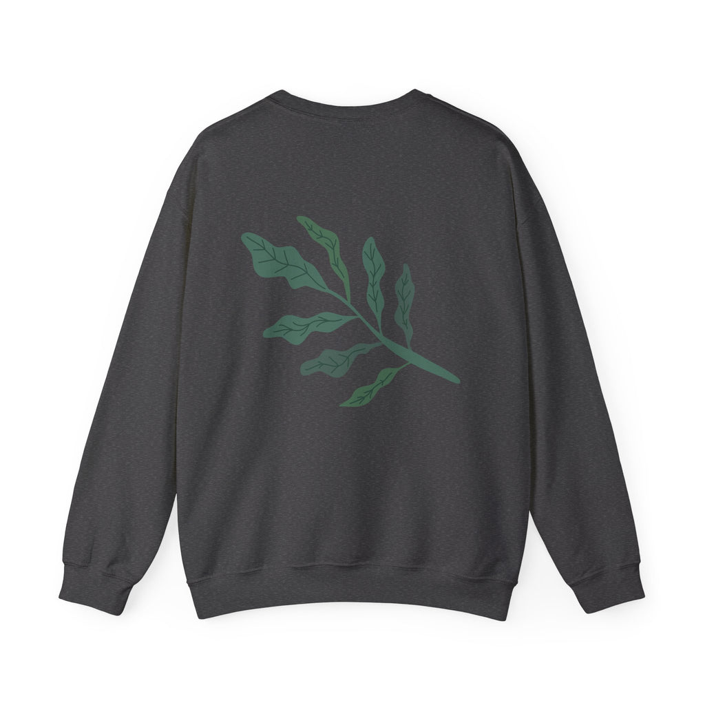 Plant Lover Crewneck Sweatshirt – “Our Blue Daydreams” Minimal Green Leaf Design