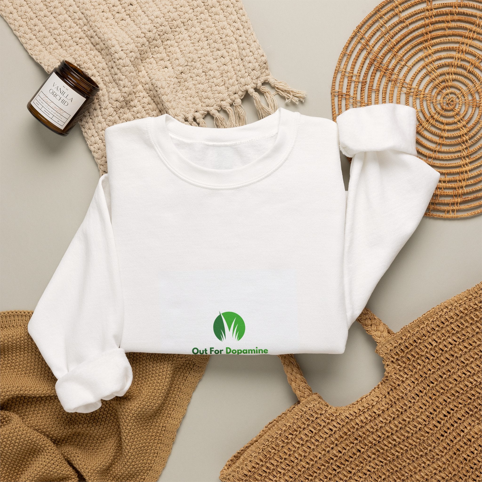 Plant Lover Crewneck Sweatshirt – “Our Blue Daydreams” Minimal Green Leaf Design