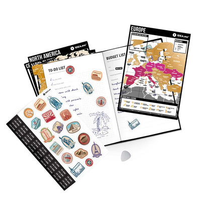 Deluxe Scratch-Off Travel Journal & Planner Kit – Interactive Travel Diary with Scratch Maps & Stickers