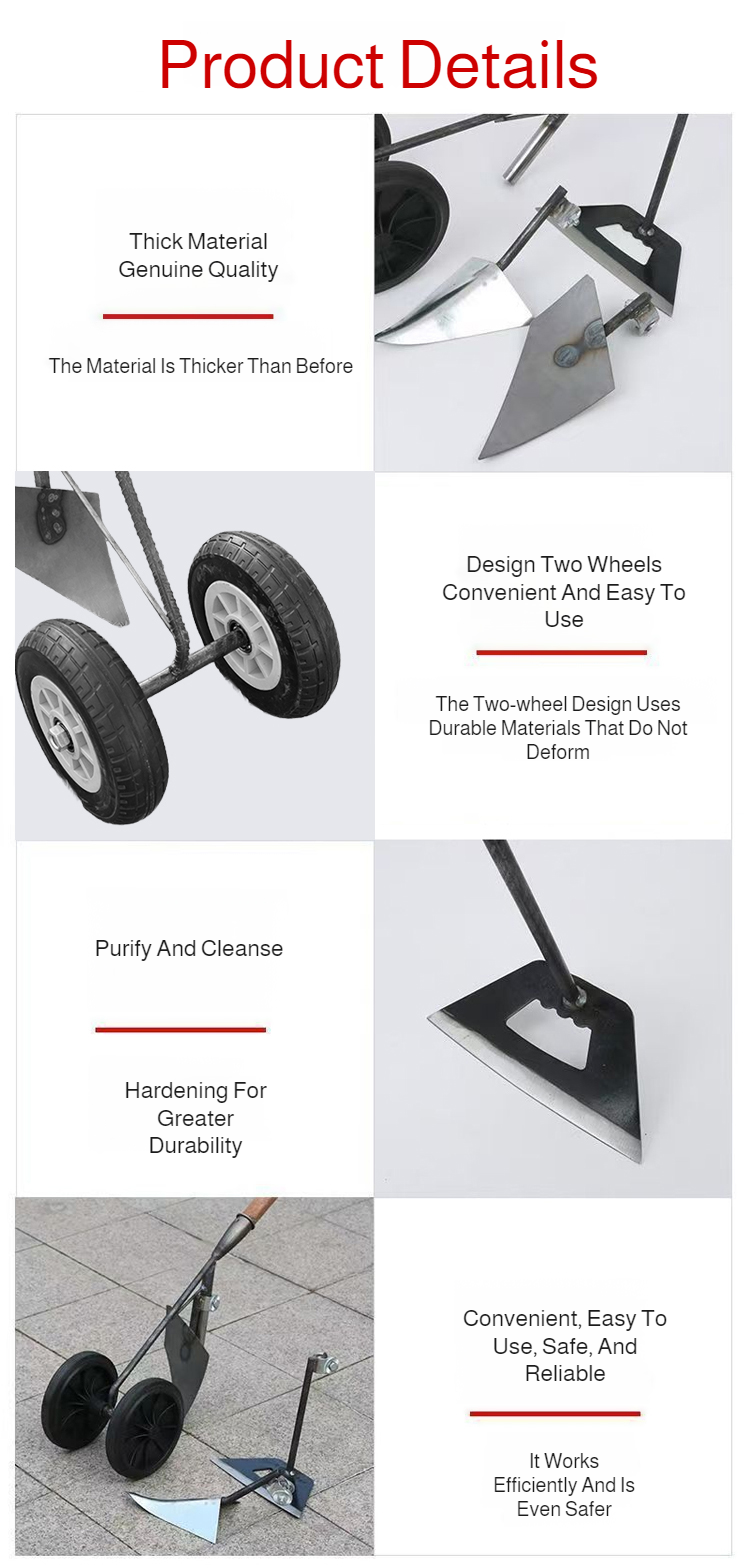 Hand-pulled Multi-function Plow 3 in 1 Multi-Function Wheel Hoe Cultivator, Double Wheels Weeder Tiller Furrow Plow for Garden F