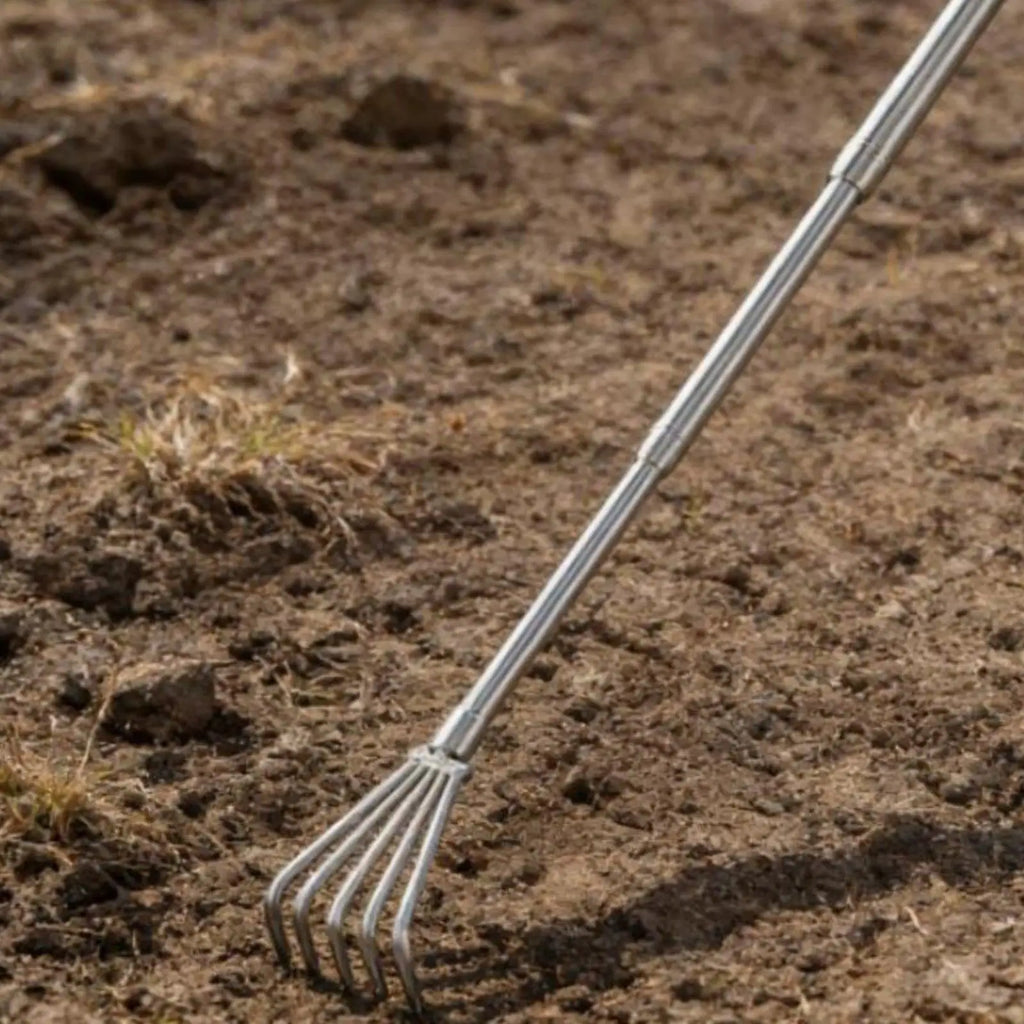 Telescopic Claw Rake Multifunctional Hand Cultivator Rake Rust Resistant Stainless Steel Cultivator for Gardeners, Beachcombers