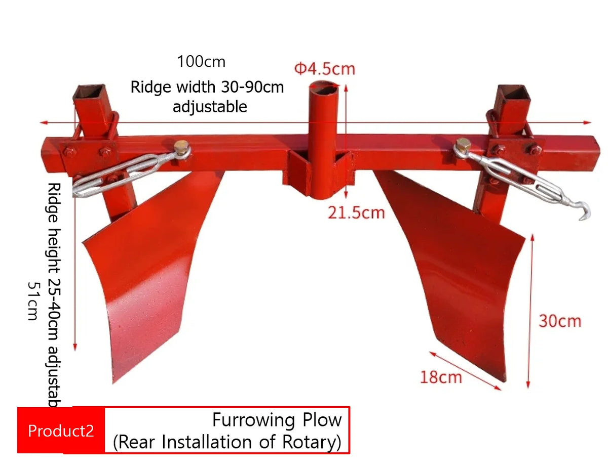 Furrowing Plow for Micro Tiller / Furrow Ridge Hiller Ditcher Ridding Ditching Cultivator Plough Garden Tools
