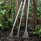 Telescopic Claw Rake Multifunctional Hand Cultivator Rake Rust Resistant Stainless Steel Cultivator for Gardeners, Beachcombers