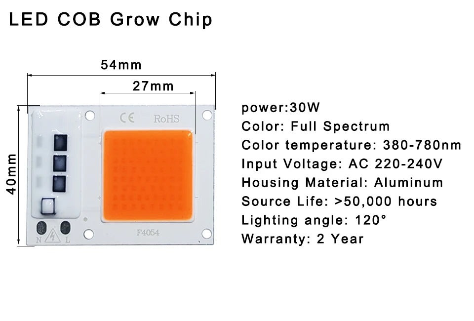 LED Grow COB Chip Phyto Lamp Full Spectrum AC220V 10W 20W 30W 50W For Indoor Plant Seedling Grow and Flower Growth Lighting