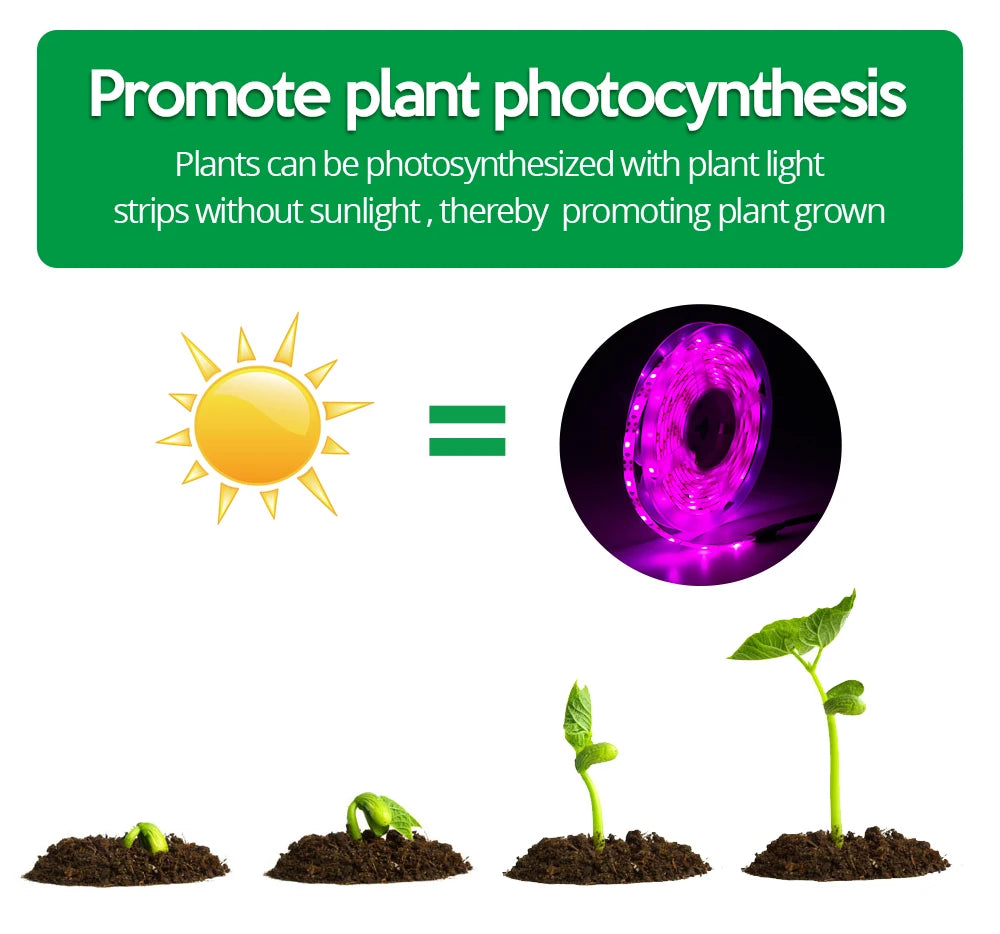 LED Grow Light Full Spectrum 5V USB Grow Light Strip 2835 LED Phyto Lamps For Plants Greenhouse Hydroponic Growing Lamp 1M 2M 3M