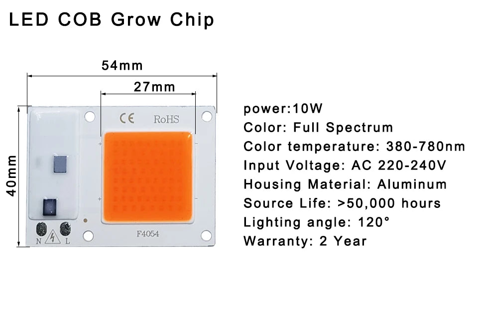 LED Grow COB Chip Phyto Lamp Full Spectrum AC220V 10W 20W 30W 50W For Indoor Plant Seedling Grow and Flower Growth Lighting