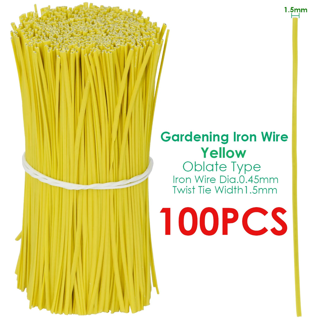 100PCS Oblate Gardening Cable Ties Reusable Iron Wire Twist Tie for Flower Plant Multifunction Climbing Vines Coated Fix Strings