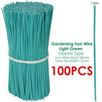 100PCS Oblate Gardening Cable Ties Reusable Iron Wire Twist Tie for Flower Plant Multifunction Climbing Vines Coated Fix Strings