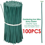 100PCS Oblate Gardening Cable Ties Reusable Iron Wire Twist Tie for Flower Plant Multifunction Climbing Vines Coated Fix Strings