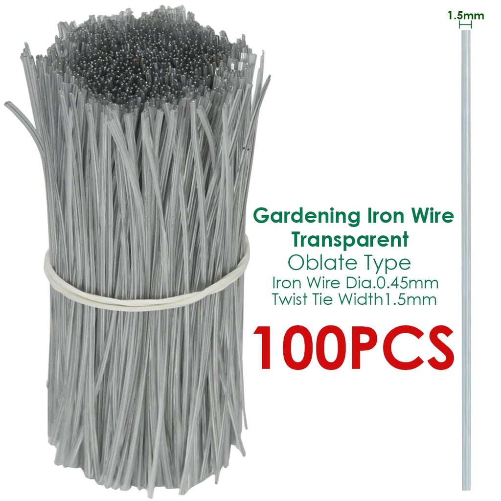 100PCS Oblate Gardening Cable Ties Reusable Iron Wire Twist Tie for Flower Plant Multifunction Climbing Vines Coated Fix Strings