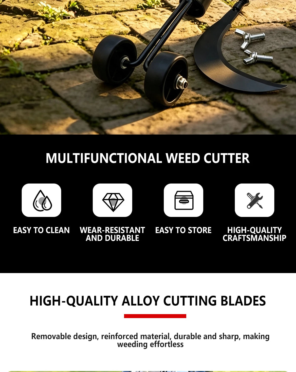 Weed Remover Set with Roller Manual Weed Remover No Need to Bend Over for Garden/ Sidewalk/ Driveway Cracks Elderly