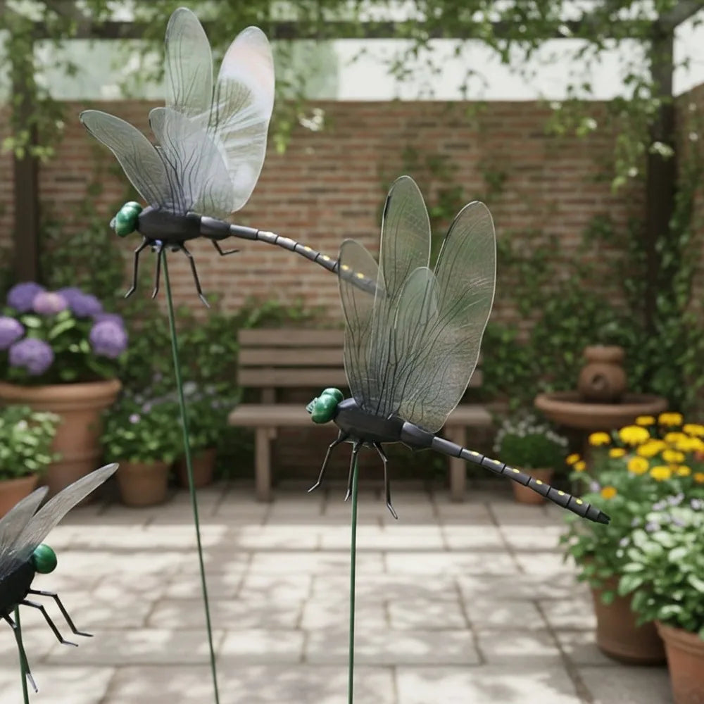 Dragonfly Garden Stakes, 10-Piece Plastic Flower Pot Decorations