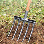Sturdy High Carbon Steel Digging Fork 4 Tine Anti Breakage Garden Fork Spading Fork Farm Tool