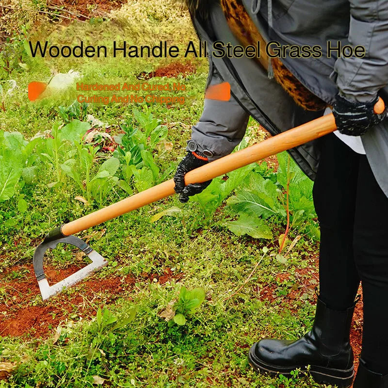 14-26CM Weeding Hoe Handheld Hollow Hoe Thickened Manganese Steel Agricultural Weeding Hoe for Planting Vegetable Garde