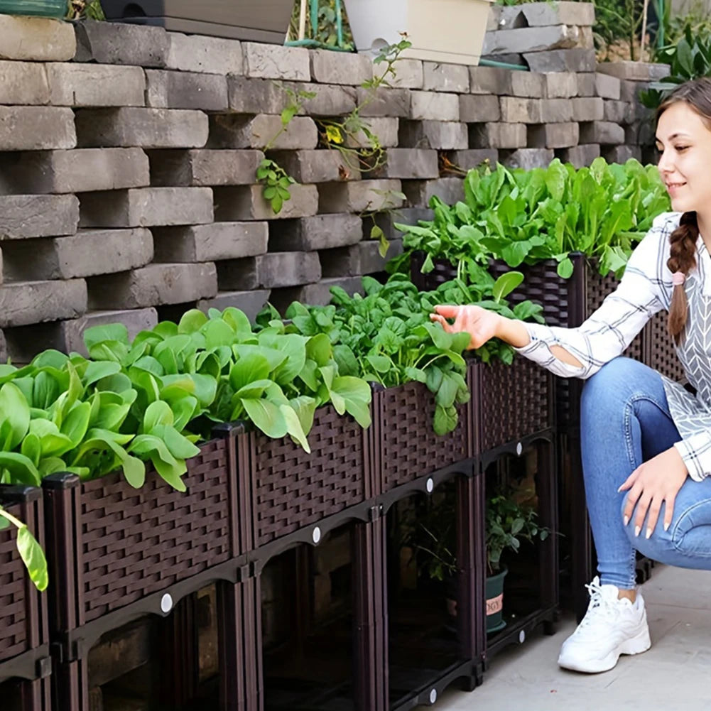 Elevated Raised Garden Bed with Legs Plastic Planter Box with Drainage Holes for Flowers Herbs Gardening Balcony Vegetable Pot
