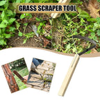 Manual Weeding Scraper with Wood Handle, Stainless Steel Tool for Removing Weeds from Lawn & Cracks