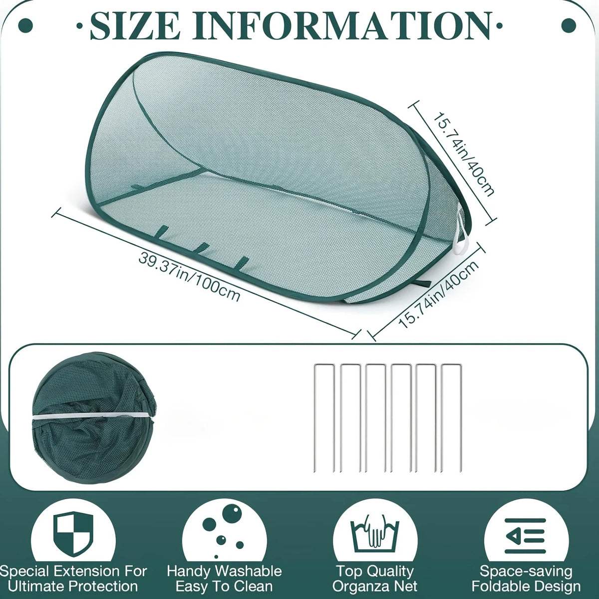 9Pcs Pop Up Plant Protector Cover Kit With 1 Plant Guard Cover 8 Ground Stakes Bird Insect Proof Net For Vegetable Fruit Flower