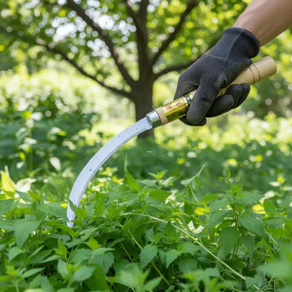 Home Garden Weeding Sickle Sharp Stainless Steel Mowing Tool with Non-Slip Handle for Gardening Weeding & Harvesting