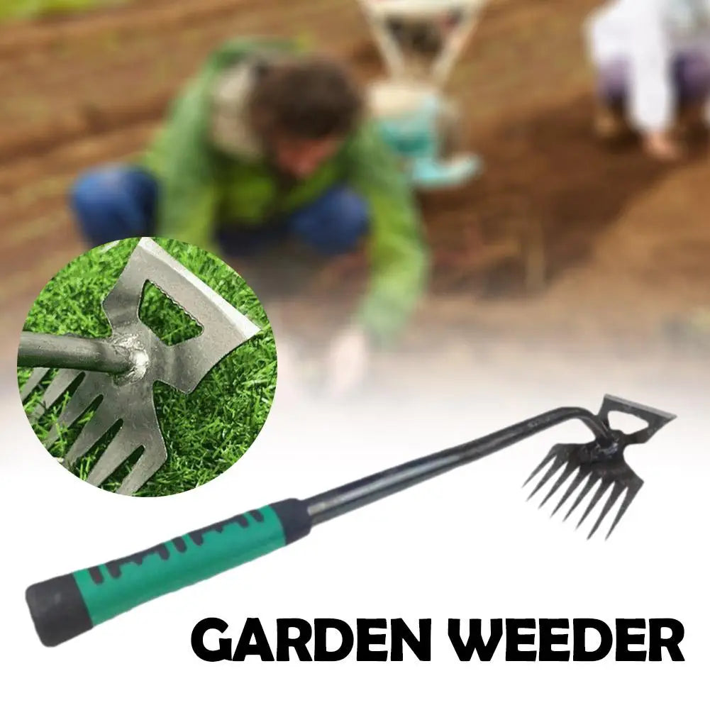 8 Teeth Garden Weed Rake 2In1 Garden Rake Manual Weed Grass Rooting Tool Puller Shovel Hand Gardening Loose Soil Tool