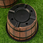 Imitation Wood Flower Pot Plastic Barrel Planter Retro Wooden Barrel Planters Garden Pots for Soil Planting Flowers Bonsai Pots
