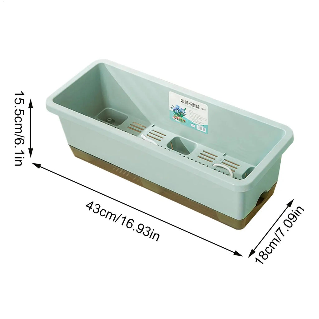 Self Watering Plant Pot Vegetables Container with Base Drainage Hole And Absorbent Rope Rectangular Flower Pots for Vegetable