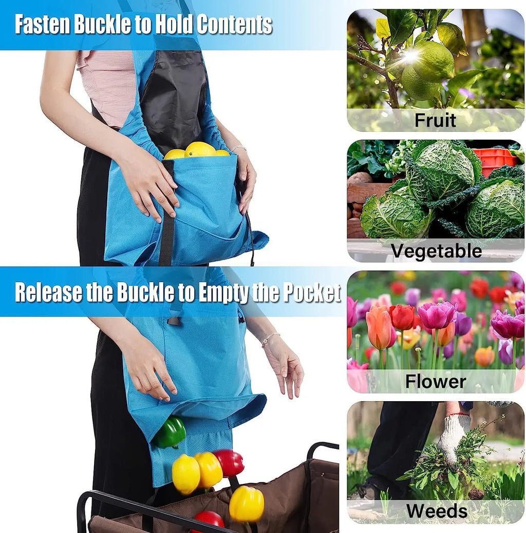 Gardening Tool Quick Release Harvesting Apron Waterproof Oxford Cloth Large-capacity Harvesting Bag For Vegetable Garden