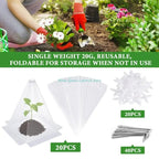 E74E 20pcs Clear Plastic Plant Protectors for Seedling Defense Sun Frosts Snail Bird
