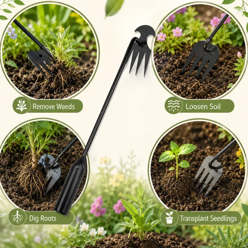 Four-tooth Weeding Rake Manual Weeding Machine for Gardens-durable and Portable Garden Weeding Tools for Gardening and Farms
