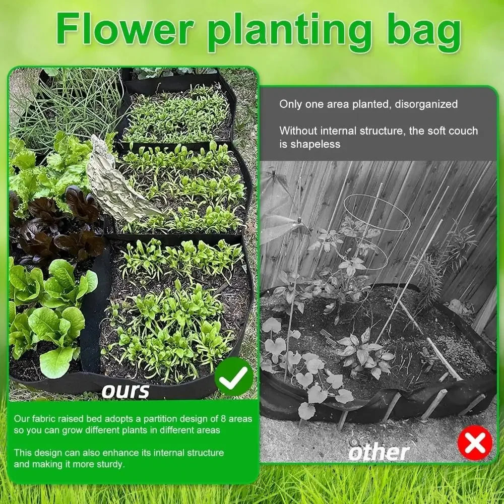 Garden Planting Bag Multi-gird Felt Growing Bag Rectangle Planting Nursery Pot Vegetable Tomato Potato Planting Container Plant