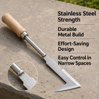 Stainless steel gap weeding tool, L-shaped multi-purpose garden hand tool, used for clearing weeds in yards, terraces, and lanes