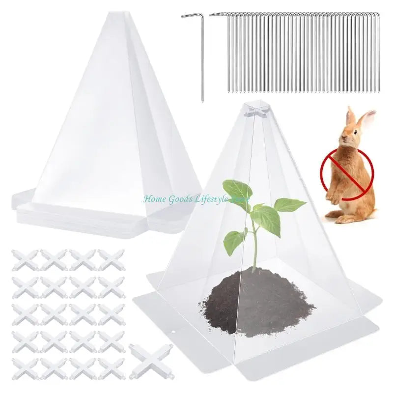 E74E 20pcs Clear Plastic Plant Protectors for Seedling Defense Sun Frosts Snail Bird