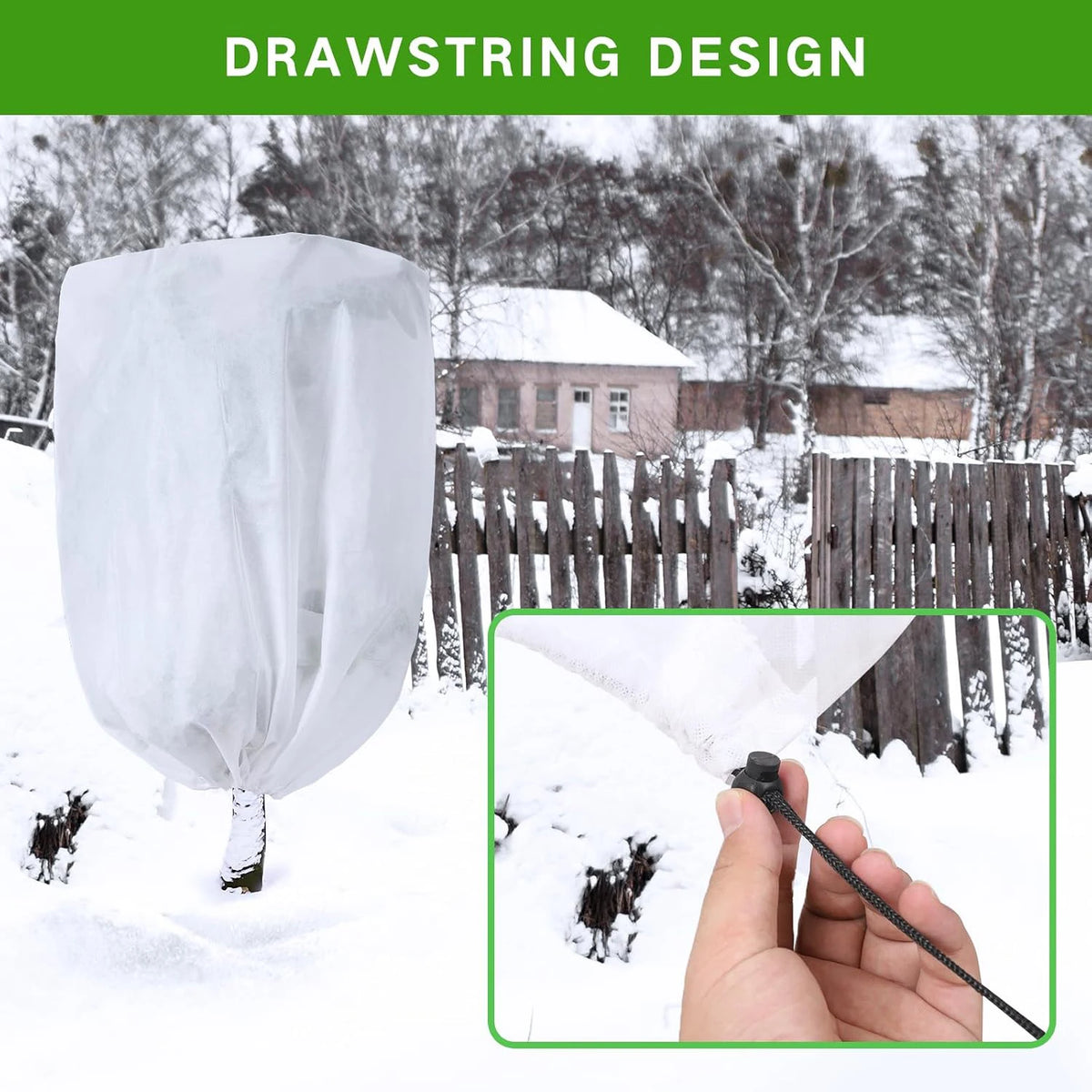 Winter Plant Cold-proof Cover Plant Protection and Warmth Covers Drawstring Zipper Fixed Non-woven Fabric Casing Outdoors Garden