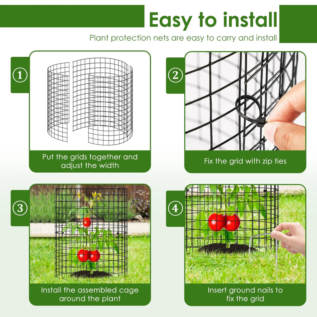 15Pcs Plants Protector Cages 35x35cm Mesh Plants Cage Covers with Ties and Pegs Rustproof Plants Cloche Garden Accessories
