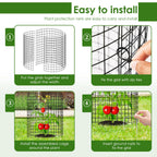 15Pcs Plants Protector Cages 35x35cm Mesh Plants Cage Covers with Ties and Pegs Rustproof Plants Cloche Garden Accessories