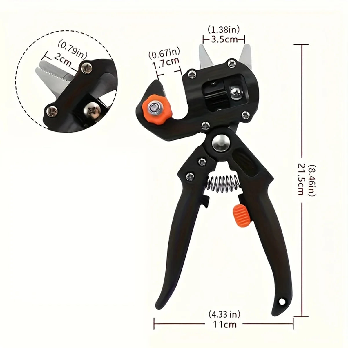 Professional Grafting and Pruning Tools, Fruit Tree Grafting Shears, 2-in-1 Branch Cutting and Grafting Shears.