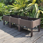 Elevated Raised Garden Bed with Legs Plastic Planter Box with Drainage Holes for Flowers Herbs Gardening Balcony Vegetable Pot