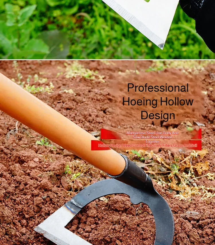 14-26CM Weeding Hoe Handheld Hollow Hoe Thickened Manganese Steel Agricultural Weeding Hoe for Planting Vegetable Garde