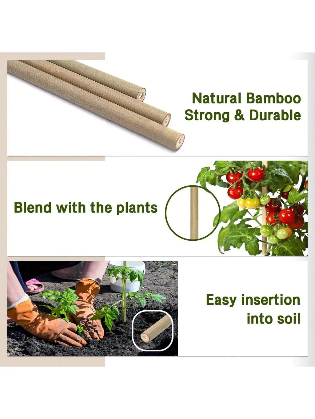 Natural Bamboo Garden Stakes for Climbing Plants