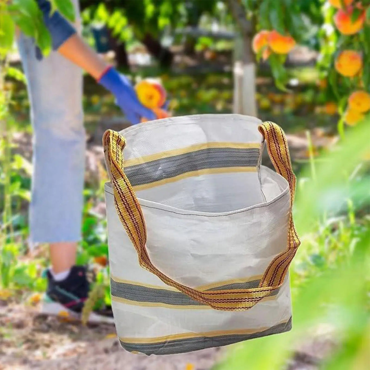 Fruit Picking Bag 55x55cm Harvesting Apron Waterproof Vegetable Foraging Bag with Shoulder Strap Portable Pouch for Farm Garden
