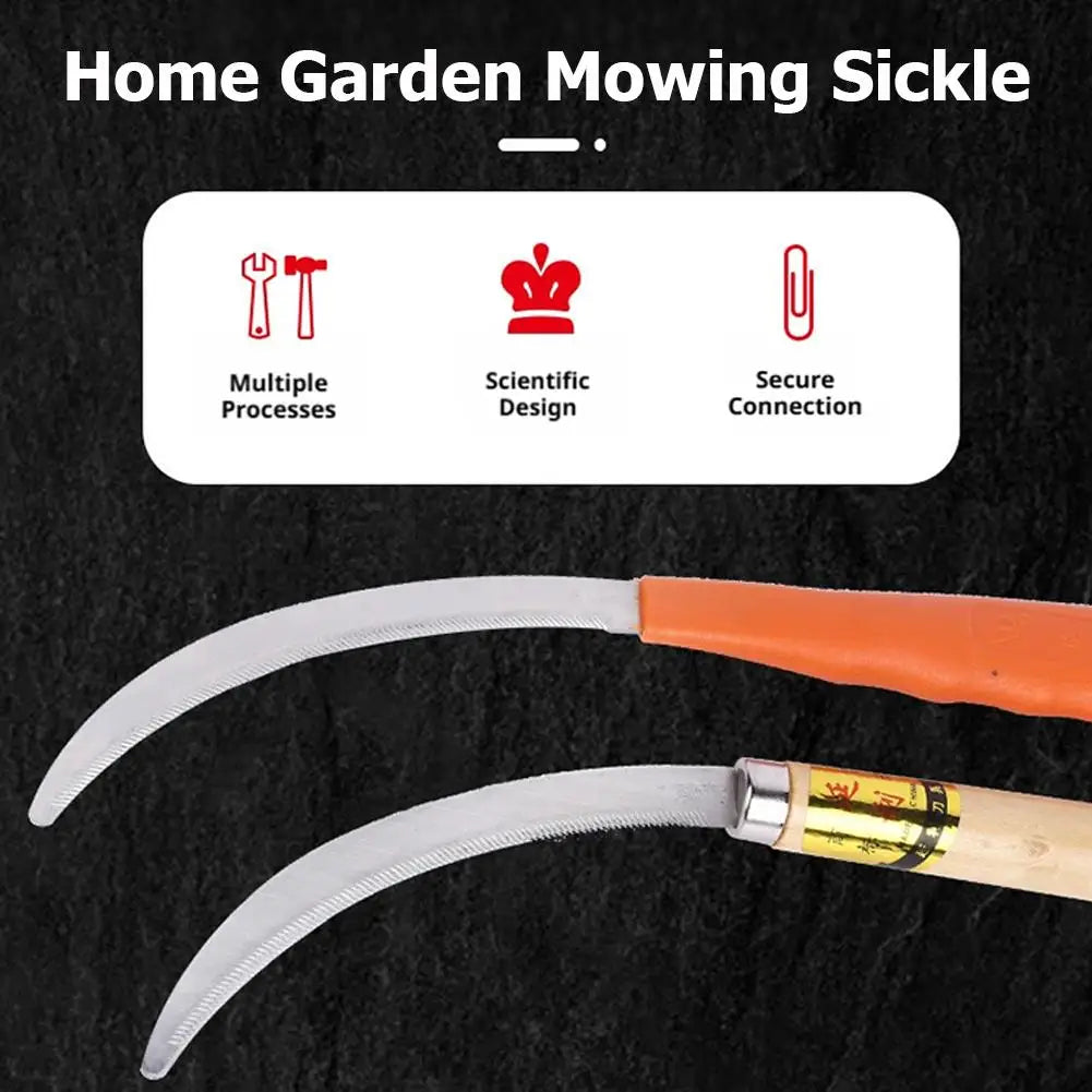 Home Garden Weeding Sickle Sharp Stainless Steel Mowing Tool with Non-Slip Handle for Gardening Weeding & Harvesting