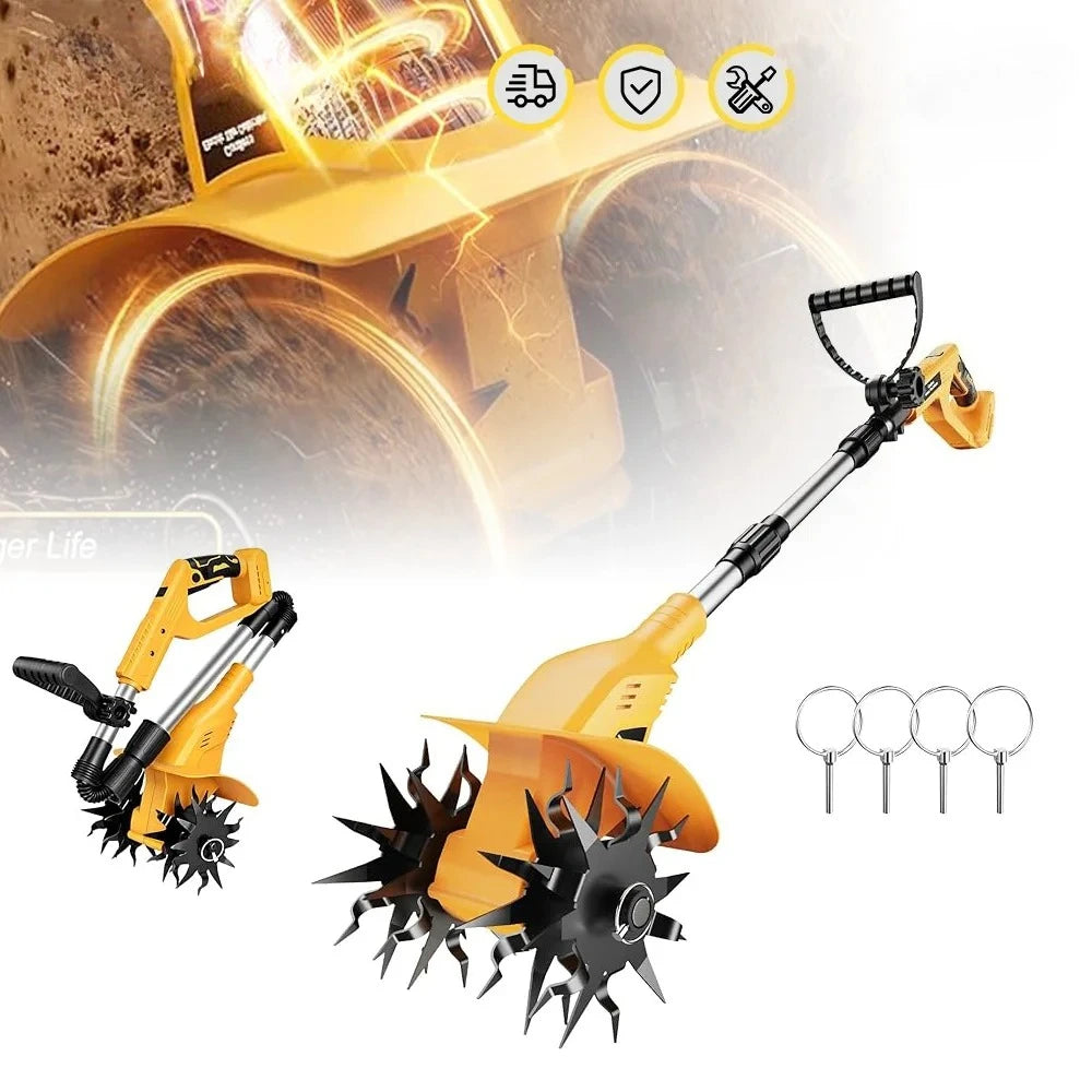 WirelessTiller Electric Cultivator Garden Rotavator Soil Plough Weeder Machine for  Patch Garden Tool Compatible With Dewalt