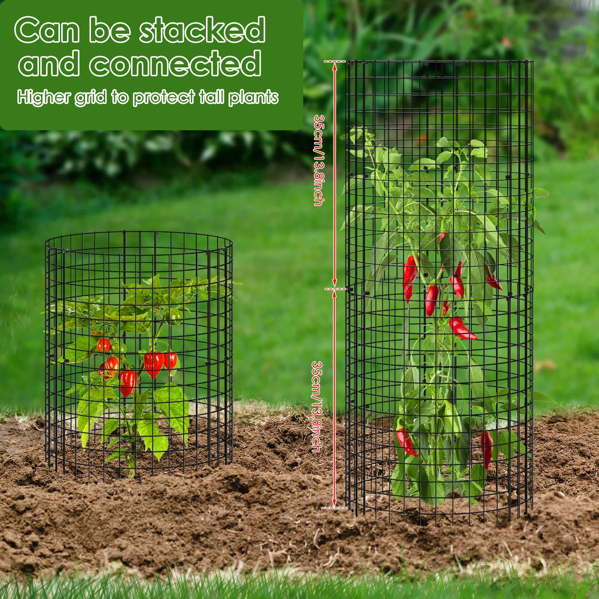 15Pcs Plants Protector Cages 35x35cm Mesh Plants Cage Covers with Ties and Pegs Rustproof Plants Cloche Garden Accessories