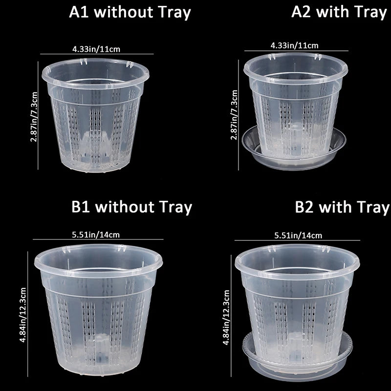 1Pc Household Garden Planter Drainage Pots With Holes Transparent Orchid Baskets Plastic Breathable Flower Pots Accessories