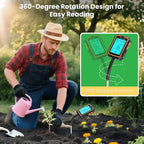 PH Meter Earth Plant Soil Meter with Value/Temperature/Humidity/Light Tester Dual Probes for Gardening Farm Lawn Agriculture