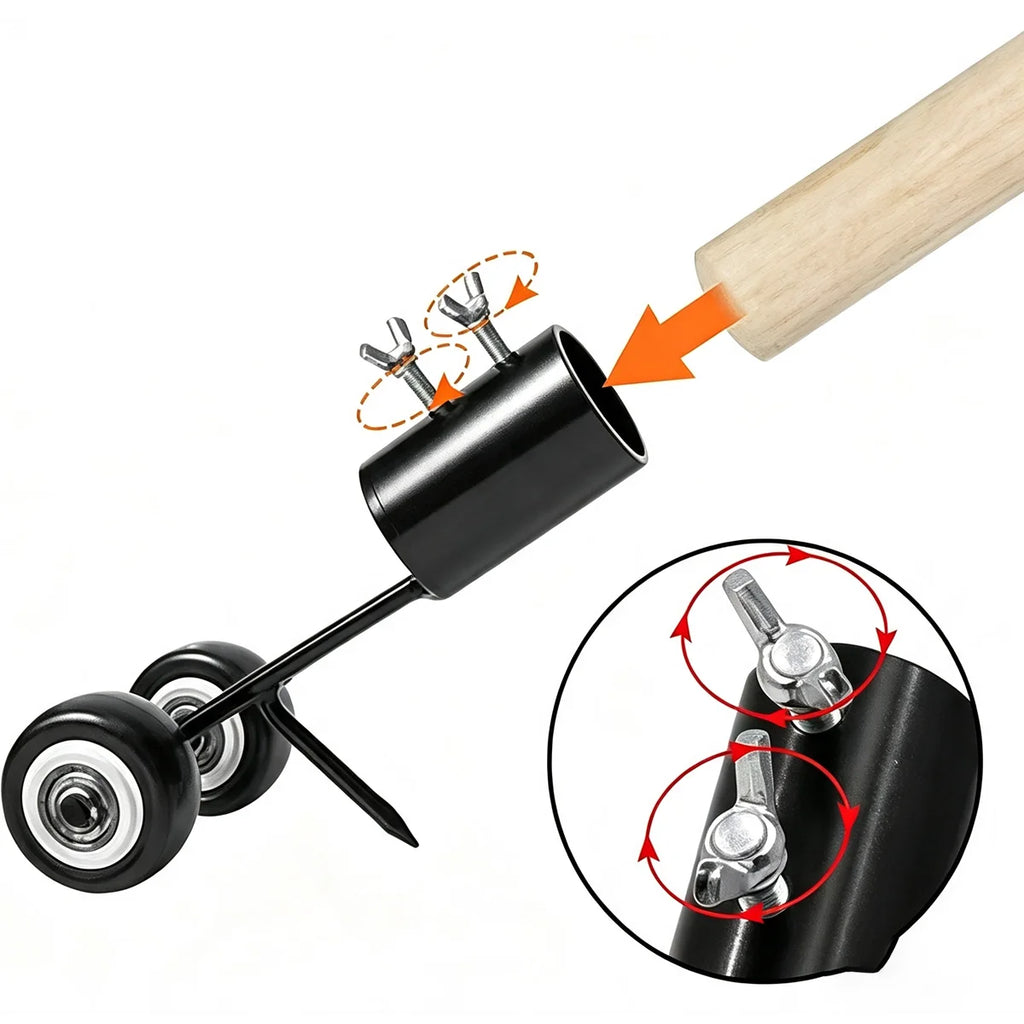 Weed Remover Set with Roller Manual Weed Remover No Need to Bend Over for Garden/ Sidewalk/ Driveway Cracks Elderly