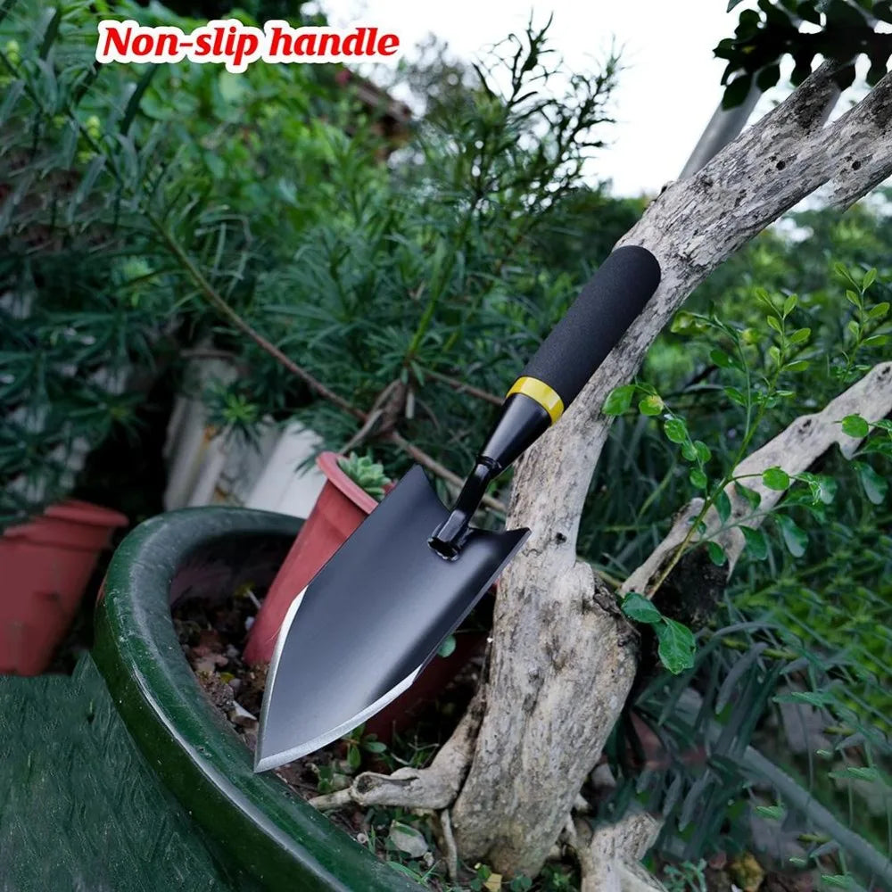 Heavy-Duty Manganese Steel Garden Shovel - Unbendable Garden Trowel with Ergonomic Rubber Handle, Super Hard Soil Digging Tool