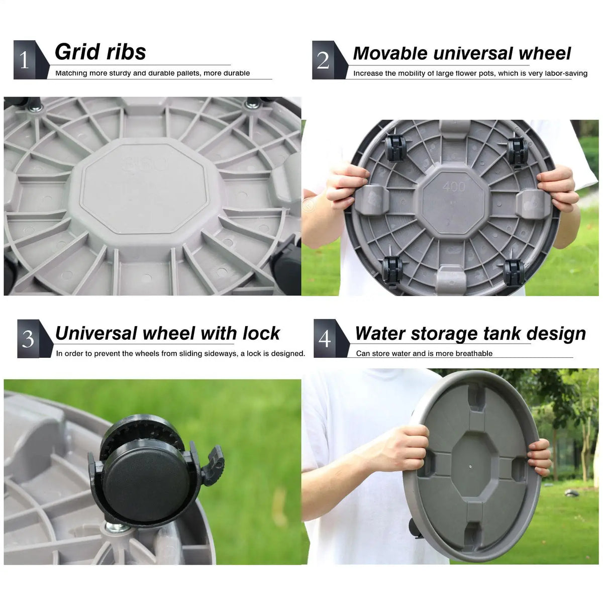 Flower Pot Stand Plant Saucer Pot Round Potted Plant Stand Removable Flower Pot Tray Tree Planter Stand Mobile flowerpot holder